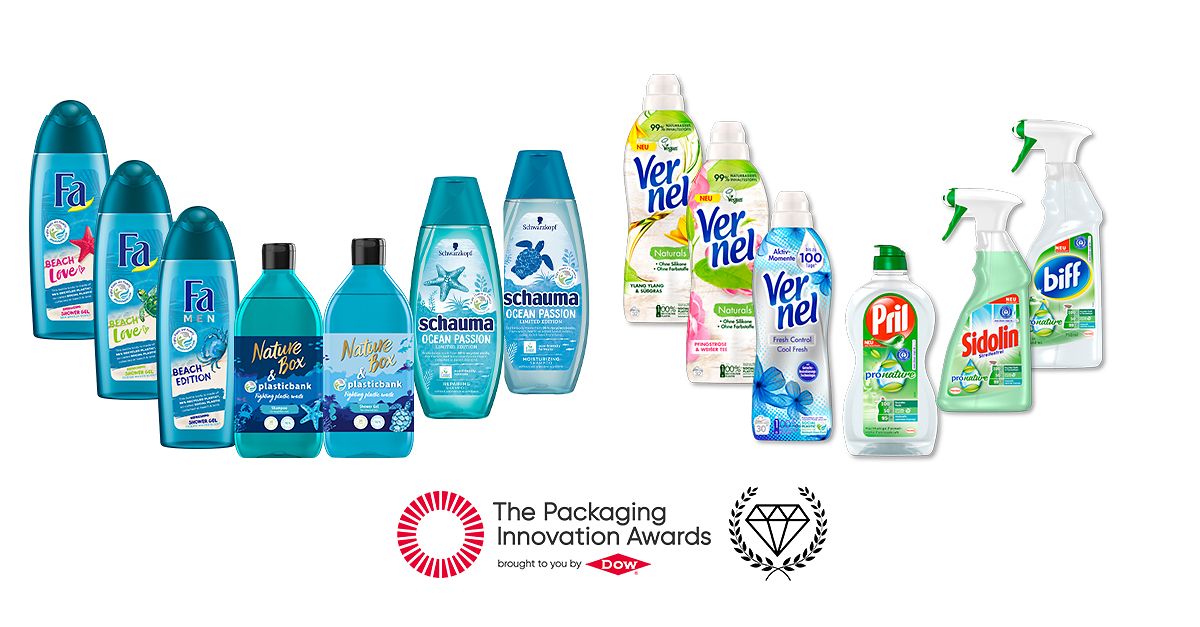 Henkel product packaging with Social Plastic.