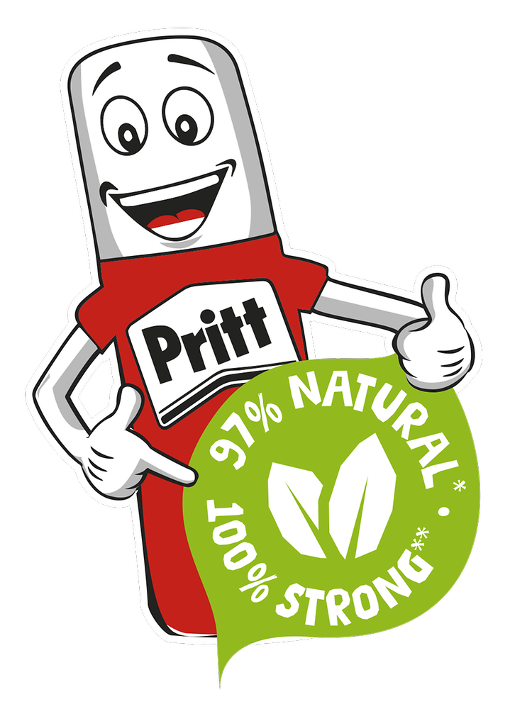 The relaunched Pritt stick comes in a fresh and modern style including a new design of the famous Mr. Pritt character.
